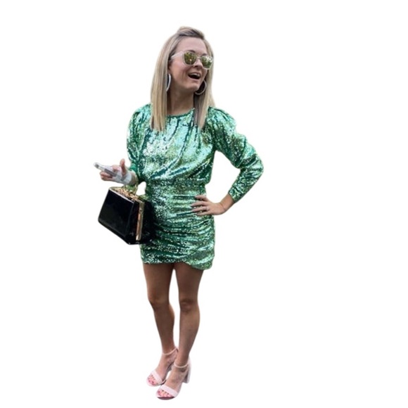 For Love & Lemons Green Sequin Mini Dress - Picture 7 of 12